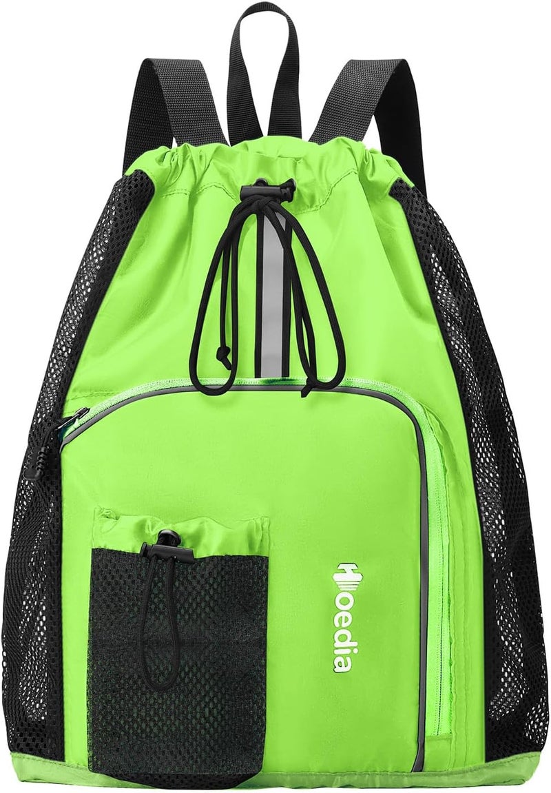 Hoedia Mesh Swim Bag Drawstring Backpack Beach Backpack for Swimming, Pool, Gym, and Workout Gear - Image 1